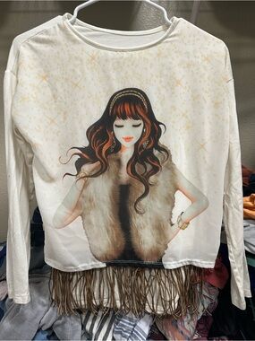 Boutique-Style Fashion Graphic Top Sz 12